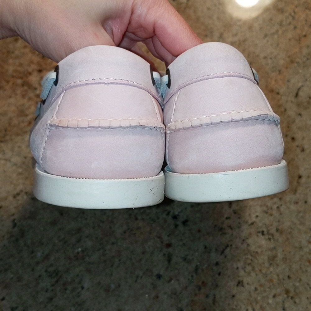 EUC L.L. Bean Pale Pink Leather Boat Shoes 7.5 - Picture 5 of 11